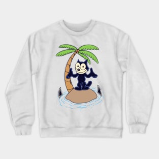 Felix stuck on a rock in the middle beach Crewneck Sweatshirt